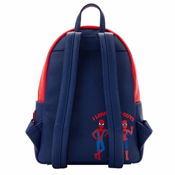 Loungefly Spider-Man Triple Pocket Multi Logo Mini Backpack - Picture 3 of 5